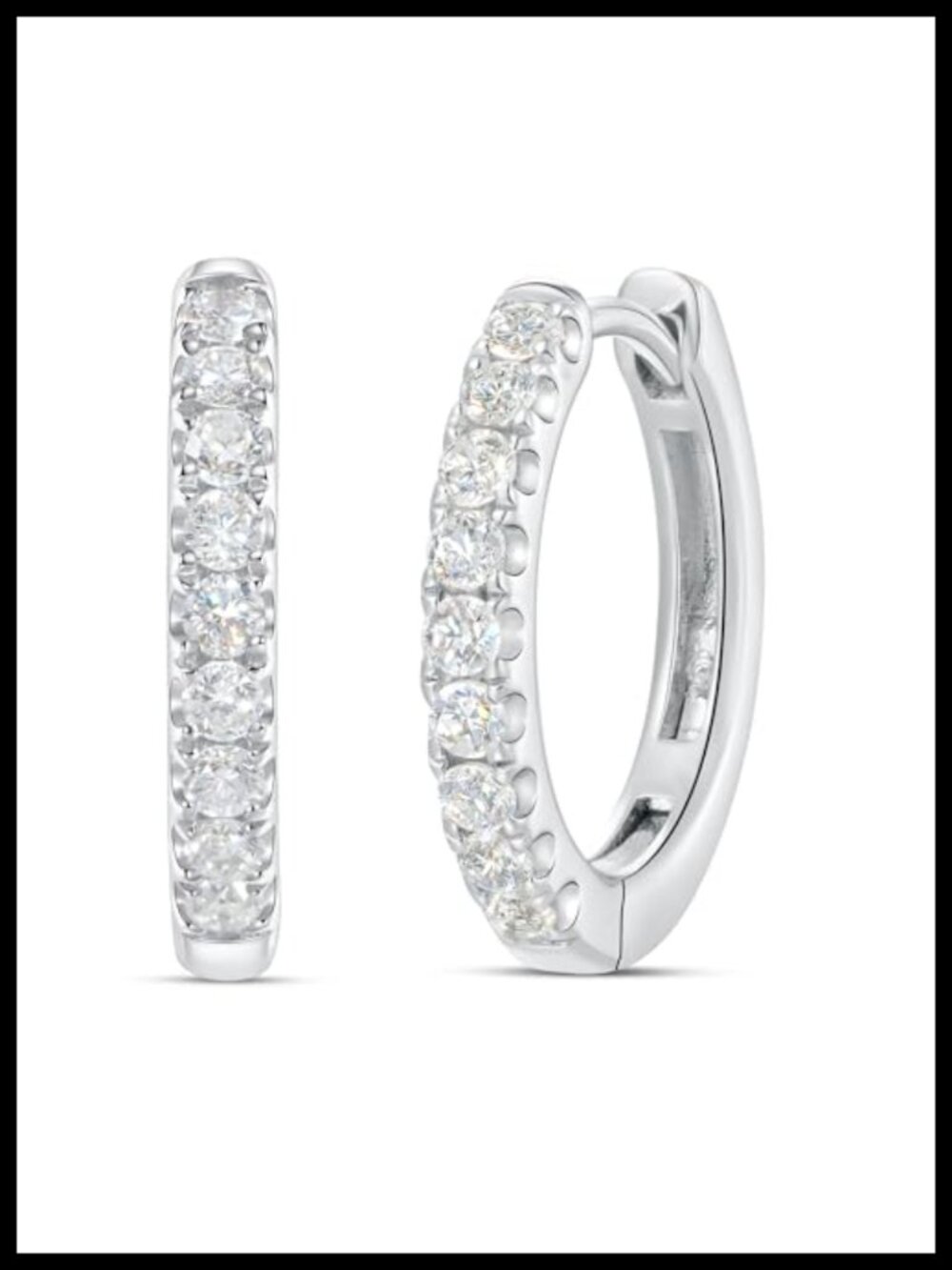 Lab Grown Diamond Hoop Earrings 925 Sterling Silver 18K Gold Plated Hinged Clasp